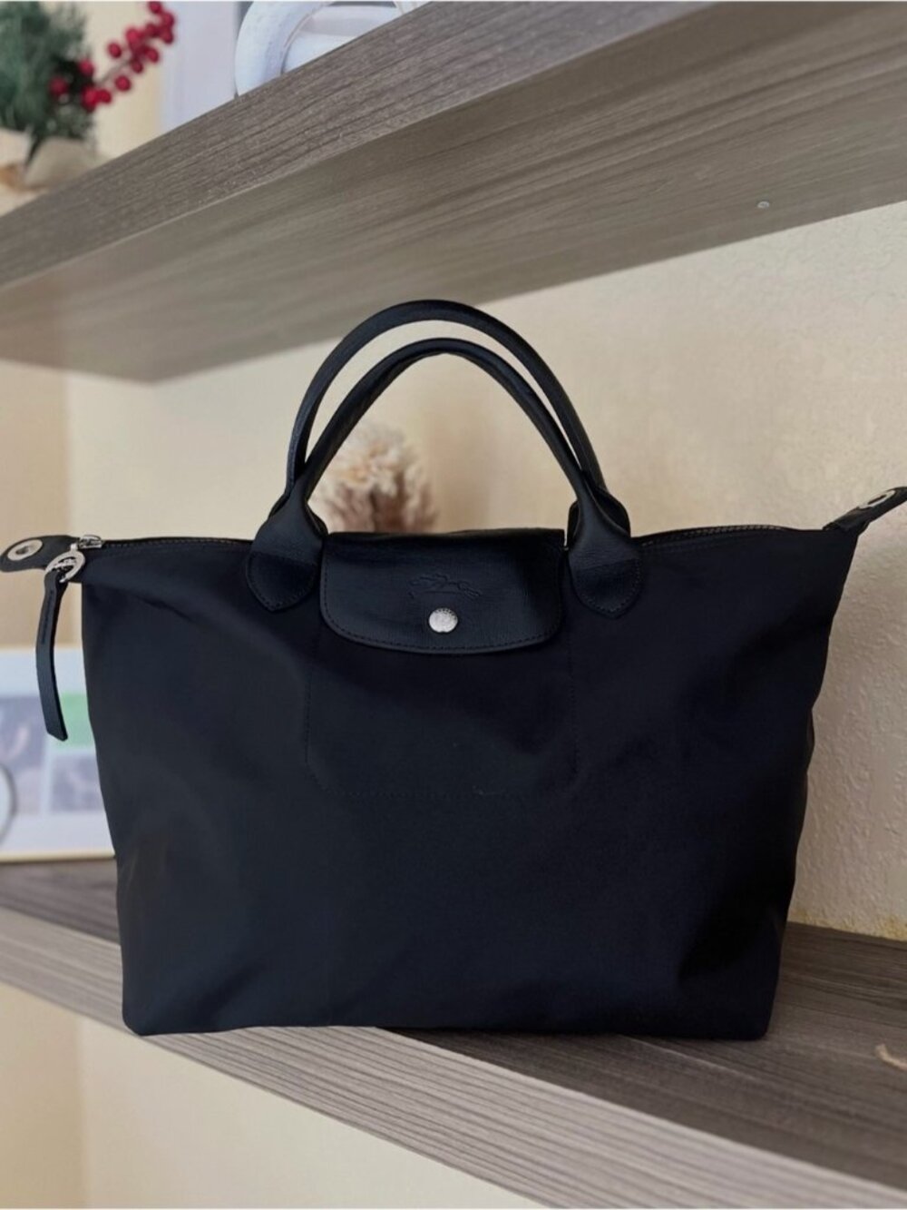Longchamp Black Nylon Le Pliage Top-Handle Tote - Picture 12 of 12